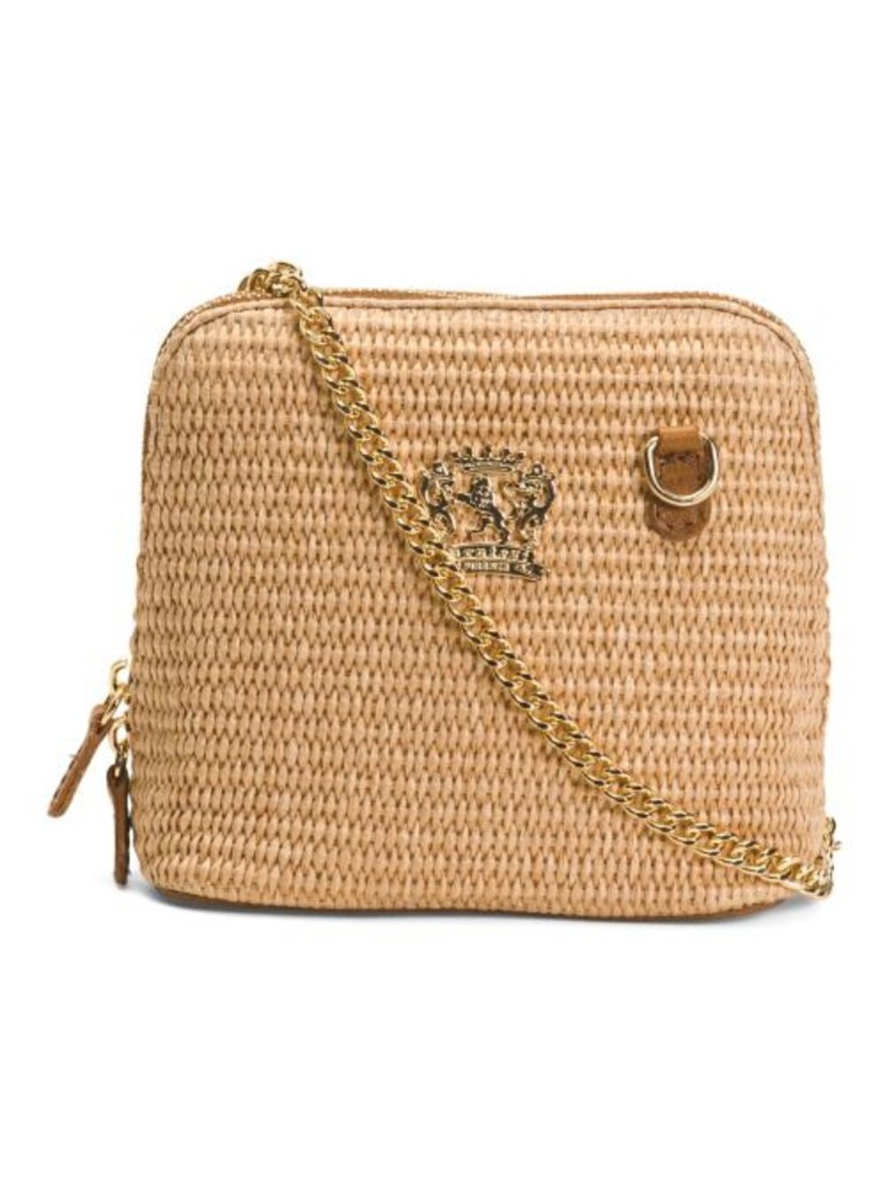 PRATESI Made In Italy Leather And Raffia Melina Dome Handbag